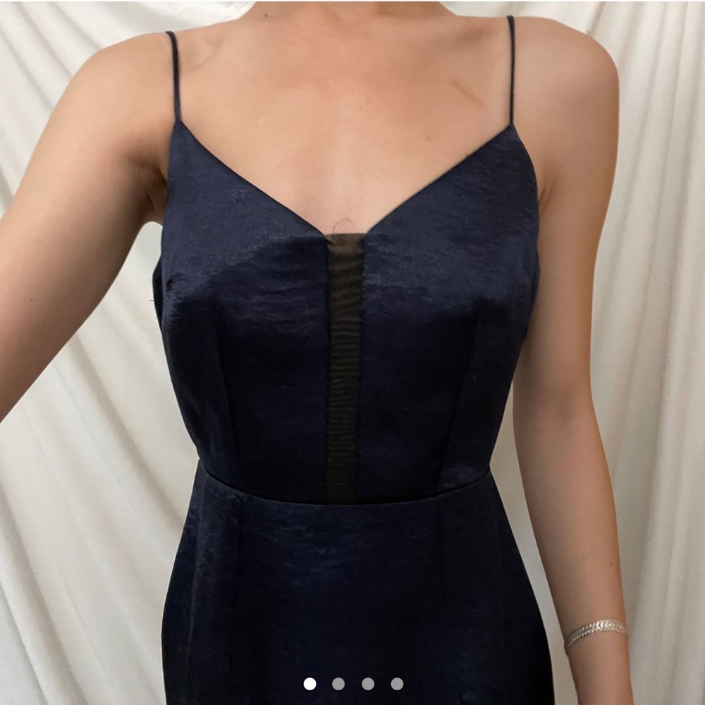 SATIN NAVY SLIP DRESS